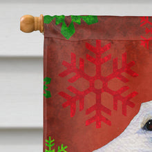 Load image into Gallery viewer, Borzoi Red and Green Snowflakes Holiday Christmas Flag Canvas House Size