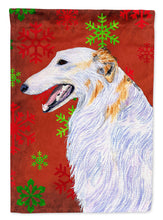 Load image into Gallery viewer, Borzoi Red and Green Snowflakes Holiday Christmas Flag Canvas House Size