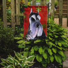 Load image into Gallery viewer, Schnauzer Red and Green Snowflakes Holiday Christmas Garden Flag – Decorative Outdoor Yard Flag
