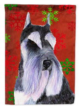 Load image into Gallery viewer, Schnauzer Red and Green Snowflakes Holiday Christmas Garden Flag – Decorative Outdoor Yard Flag