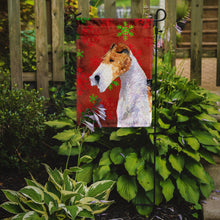 Load image into Gallery viewer, Fox Terrier Red and Green Snowflakes Holiday Christmas Garden Flag – Decorative Outdoor Yard Flag