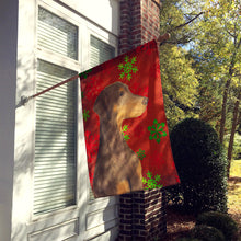 Load image into Gallery viewer, Doberman Red and Green Snowflakes Holiday Christmas Flag Canvas House Size
