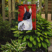 Load image into Gallery viewer, Rat Terrier Red and Green Snowflakes Holiday Christmas Garden Flag – Decorative Outdoor Yard Flag