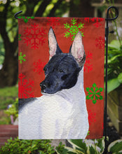 Load image into Gallery viewer, Rat Terrier Red and Green Snowflakes Holiday Christmas Garden Flag – Decorative Outdoor Yard Flag