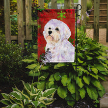 Load image into Gallery viewer, Maltese Red and Green Snowflakes Holiday Christmas Garden Flag – Decorative Outdoor Yard Flag