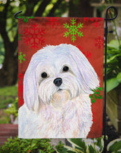 Load image into Gallery viewer, Maltese Red and Green Snowflakes Holiday Christmas Garden Flag – Decorative Outdoor Yard Flag