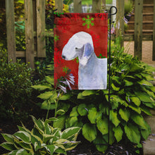 Load image into Gallery viewer, Bedlington Terrier Red and Green Snowflakes Holiday Christmas Garden Flag – Decorative Outdoor Yard Flag