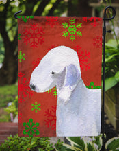 Load image into Gallery viewer, Bedlington Terrier Red and Green Snowflakes Holiday Christmas Garden Flag – Decorative Outdoor Yard Flag