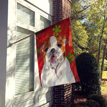 Load image into Gallery viewer, Bulldog English Red Green Snowflakes Holiday Christmas Flag Canvas House Size