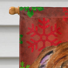 Load image into Gallery viewer, Bulldog English Red Green Snowflakes Holiday Christmas Flag Canvas House Size