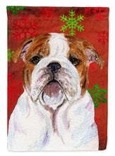 Load image into Gallery viewer, Bulldog English Red Green Snowflakes Holiday Christmas Flag Canvas House Size