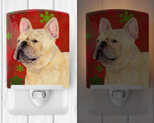 Load image into Gallery viewer, French Bulldog Red and Green Snowflakes Holiday Christmas Ceramic Night Light SS4692CNL