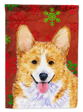 Load image into Gallery viewer, Corgi Red and Green Snowflakes Holiday Christmas Garden Flag – Decorative Outdoor Yard Flag