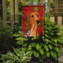 Load image into Gallery viewer, Dachshund Red and Green Snowflakes Holiday Christmas Garden Flag – Decorative Outdoor Yard Flag