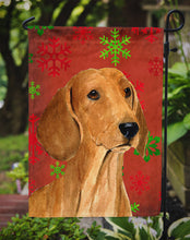 Load image into Gallery viewer, Dachshund Red and Green Snowflakes Holiday Christmas Garden Flag – Decorative Outdoor Yard Flag