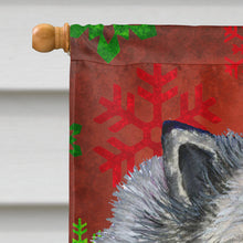Load image into Gallery viewer, Keeshond Red and Green Snowflakes Holiday Christmas Flag Canvas House Size