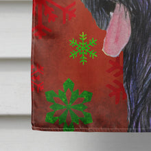 Load image into Gallery viewer, Briard Red and Green Snowflakes Holiday Christmas Flag Canvas House Size