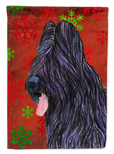 Load image into Gallery viewer, Briard Red and Green Snowflakes Holiday Christmas Flag Canvas House Size