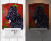 Load image into Gallery viewer, Briard Red and Green Snowflakes Holiday Christmas Ceramic Night Light SS4696CNL