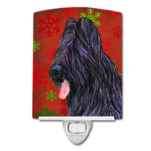 Load image into Gallery viewer, Briard Red and Green Snowflakes Holiday Christmas Ceramic Night Light SS4696CNL
