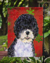 Load image into Gallery viewer, Portuguese Water Dog Red Green Snowflake Christmas Garden Flag – Decorative Outdoor Yard Flag