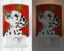 Load image into Gallery viewer, Dalmatian Red and Green Snowflakes Holiday Christmas Ceramic Night Light SS4699CNL