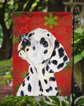 Load image into Gallery viewer, Dalmatian Red and Green Snowflakes Holiday Christmas Garden Flag – Decorative Outdoor Yard Flag
