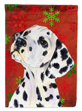 Load image into Gallery viewer, Dalmatian Red and Green Snowflakes Holiday Christmas Garden Flag – Decorative Outdoor Yard Flag