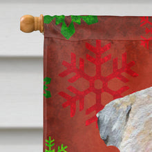 Load image into Gallery viewer, Wheaten Terrier Soft Coated Red Snowflakes Holiday Christmas Flag  House Size