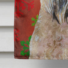 Load image into Gallery viewer, Wheaten Terrier Soft Coated Red Snowflakes Holiday Christmas Flag  House Size