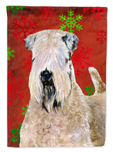 Load image into Gallery viewer, Wheaten Terrier Soft Coated Red Snowflakes Holiday Christmas Flag  House Size