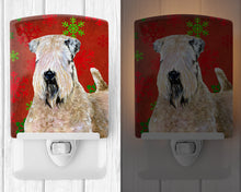 Load image into Gallery viewer, Wheaten Terrier Soft Coated Red Snowflakes Holiday Christmas Ceramic Night Light SS4700CNL
