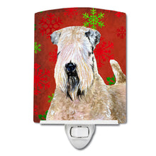Load image into Gallery viewer, Wheaten Terrier Soft Coated Red Snowflakes Holiday Christmas Ceramic Night Light SS4700CNL