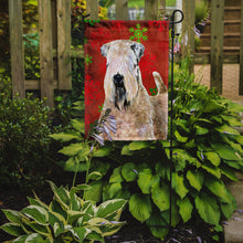 Load image into Gallery viewer, Wheaten Terrier Soft Coated Red Snowflakes Holiday Christmas Garden Flag – Decorative Outdoor Yard Flag