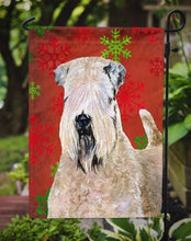 Load image into Gallery viewer, Wheaten Terrier Soft Coated Red Snowflakes Holiday Christmas Garden Flag – Decorative Outdoor Yard Flag