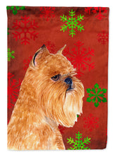 Load image into Gallery viewer, Brussels Griffon Red Green Snowflakes Holiday Christmas Flag Canvas House Size