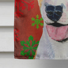 Load image into Gallery viewer, Bull Terrier Red and Green Snowflakes Holiday Christmas Flag Canvas House Size
