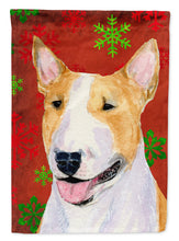 Load image into Gallery viewer, Bull Terrier Red and Green Snowflakes Holiday Christmas Flag Canvas House Size