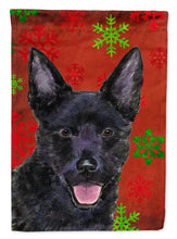 Load image into Gallery viewer, Australian Kelpie Red Green Snowflakes Holiday Christmas Flag Canvas House Size
