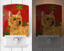 Load image into Gallery viewer, Norwich Terrier Red and Green Snowflakes Holiday Christmas Ceramic Night Light SS4706CNL
