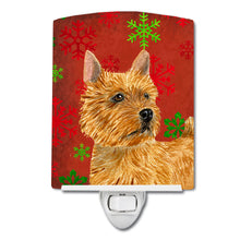 Load image into Gallery viewer, Norwich Terrier Red and Green Snowflakes Holiday Christmas Ceramic Night Light SS4706CNL
