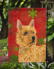 Load image into Gallery viewer, Norwich Terrier Red and Green Snowflakes Holiday Christmas Garden Flag – Decorative Outdoor Yard Flag