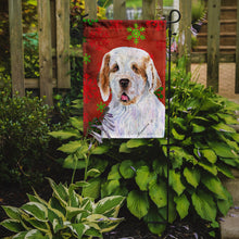 Load image into Gallery viewer, Clumber Spaniel Red and Green Snowflakes Holiday Christmas Garden Flag – Decorative Outdoor Yard Flag