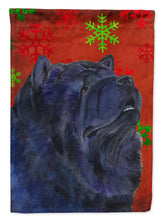 Load image into Gallery viewer, Chow Chow Red and Green Snowflakes Holiday Christmas Flag Canvas House Size