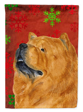 Load image into Gallery viewer, Chow Chow Red and Green Snowflakes Holiday Christmas Flag Canvas House Size