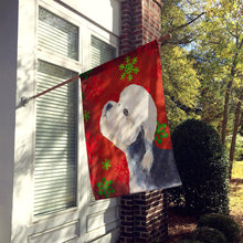 Load image into Gallery viewer, Dandie Dinmont Terrier Red Snowflakes Holiday Christmas Flag Canvas House Size