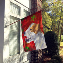 Load image into Gallery viewer, Jack Russell Terrier Red Snowflakes Holiday Christmas Flag Canvas House Size
