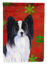 Load image into Gallery viewer, Papillon Red Green Snowflake Holiday Christmas Flag Canvas House Size
