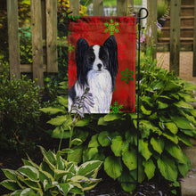 Load image into Gallery viewer, Papillon Red and Green Snowflakes Holiday Christmas Garden Flag – Decorative Outdoor Yard Flag