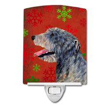 Load image into Gallery viewer, Irish Wolfhound Red and Green Snowflakes Holiday Christmas Ceramic Night Light SS4713CNL